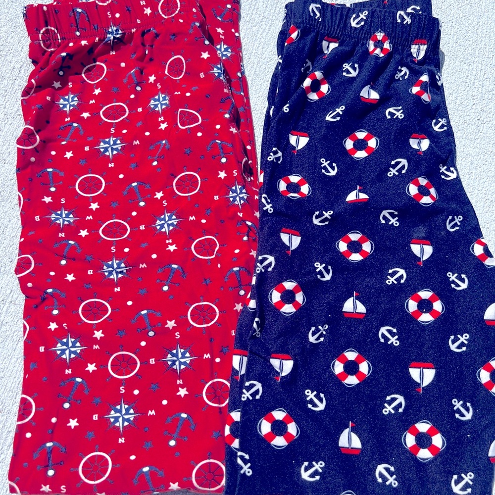 Nautical Red and Blue Leggings Soft Fabric